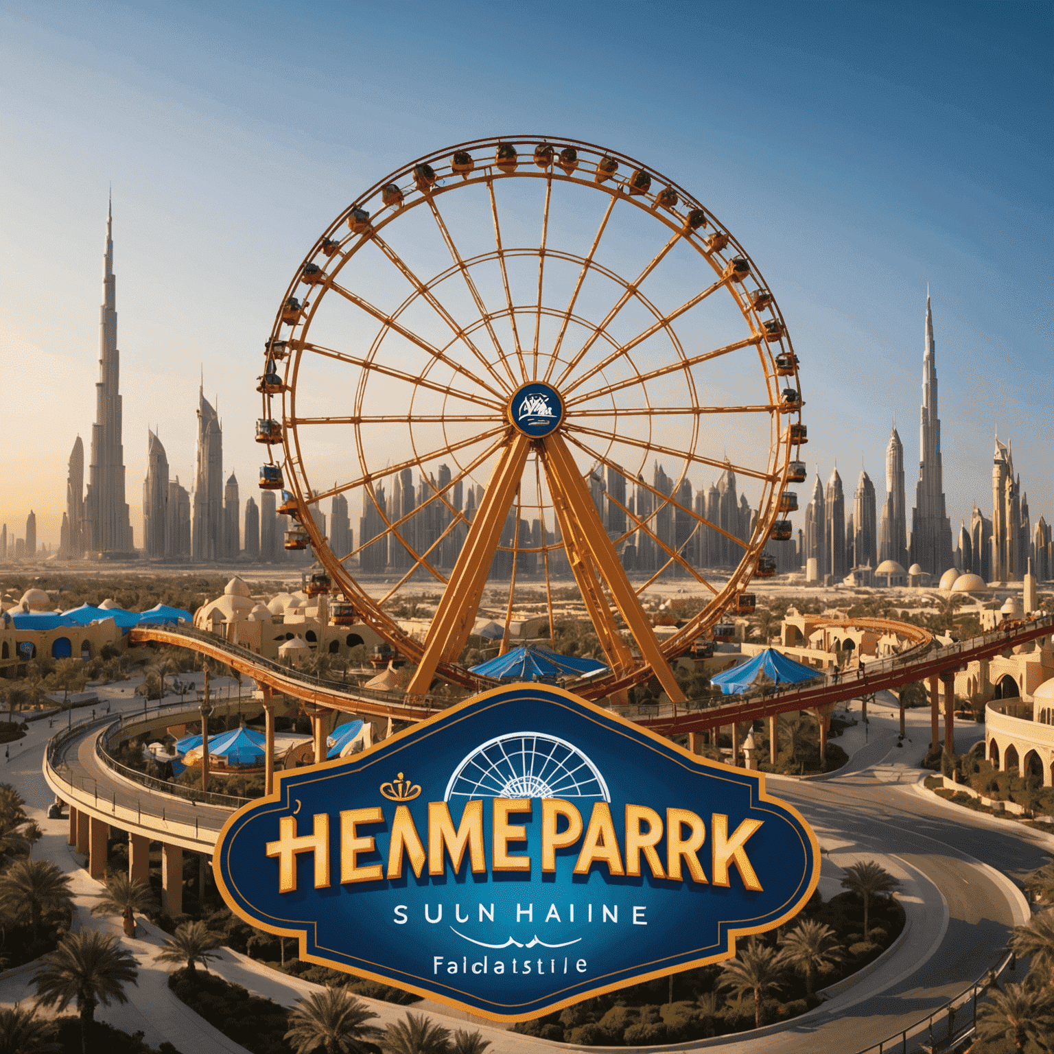 TourVisionary Tickets logo featuring a stylized roller coaster and Ferris wheel silhouette against a Dubai skyline