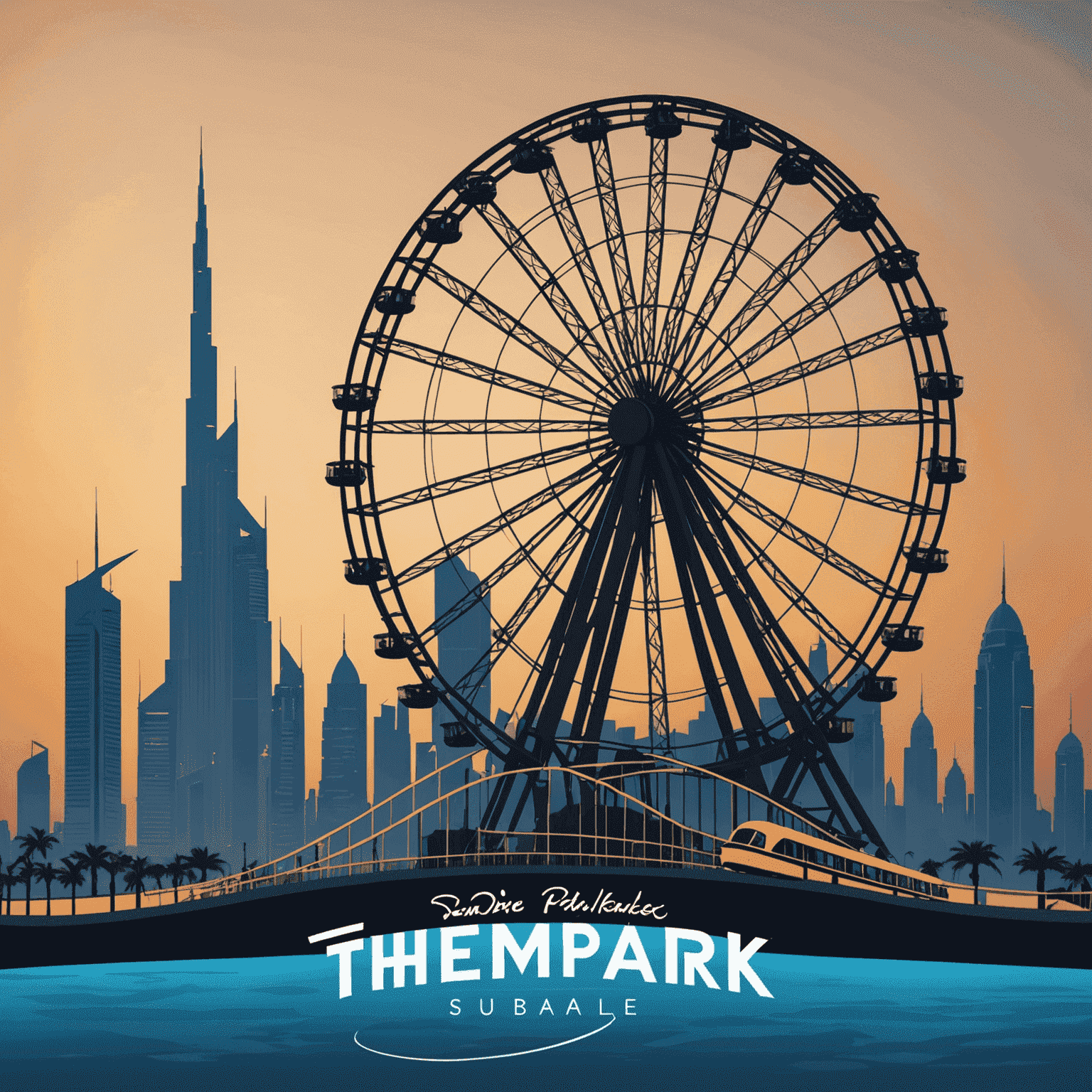 TourVisionary Tickets logo featuring a stylized roller coaster and Ferris wheel silhouette against a Dubai skyline