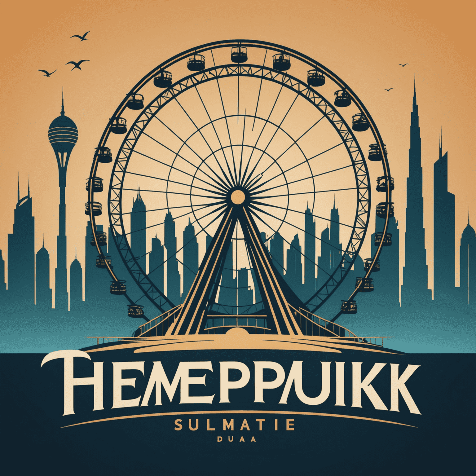 TourVisionary Tickets logo featuring a stylized roller coaster and Ferris wheel silhouette against a Dubai skyline