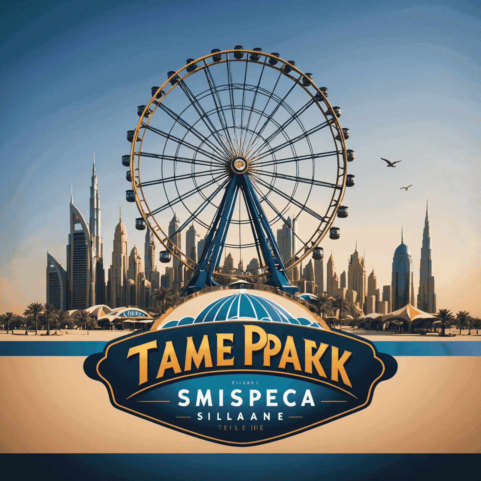 TourVisionary Tickets logo featuring a stylized roller coaster and Ferris wheel silhouette against a Dubai skyline